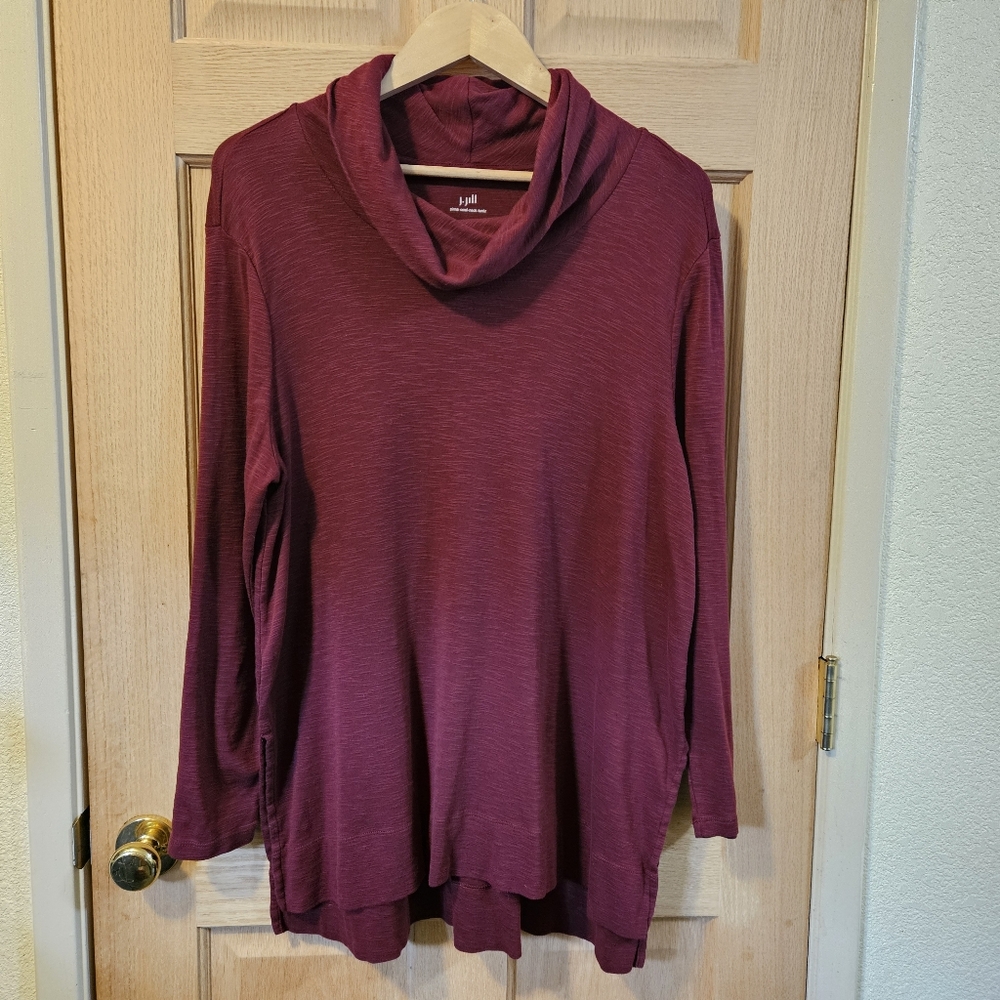 XL Petite J. Jill Women's Burgundy Pima Cowel Neck Tunic